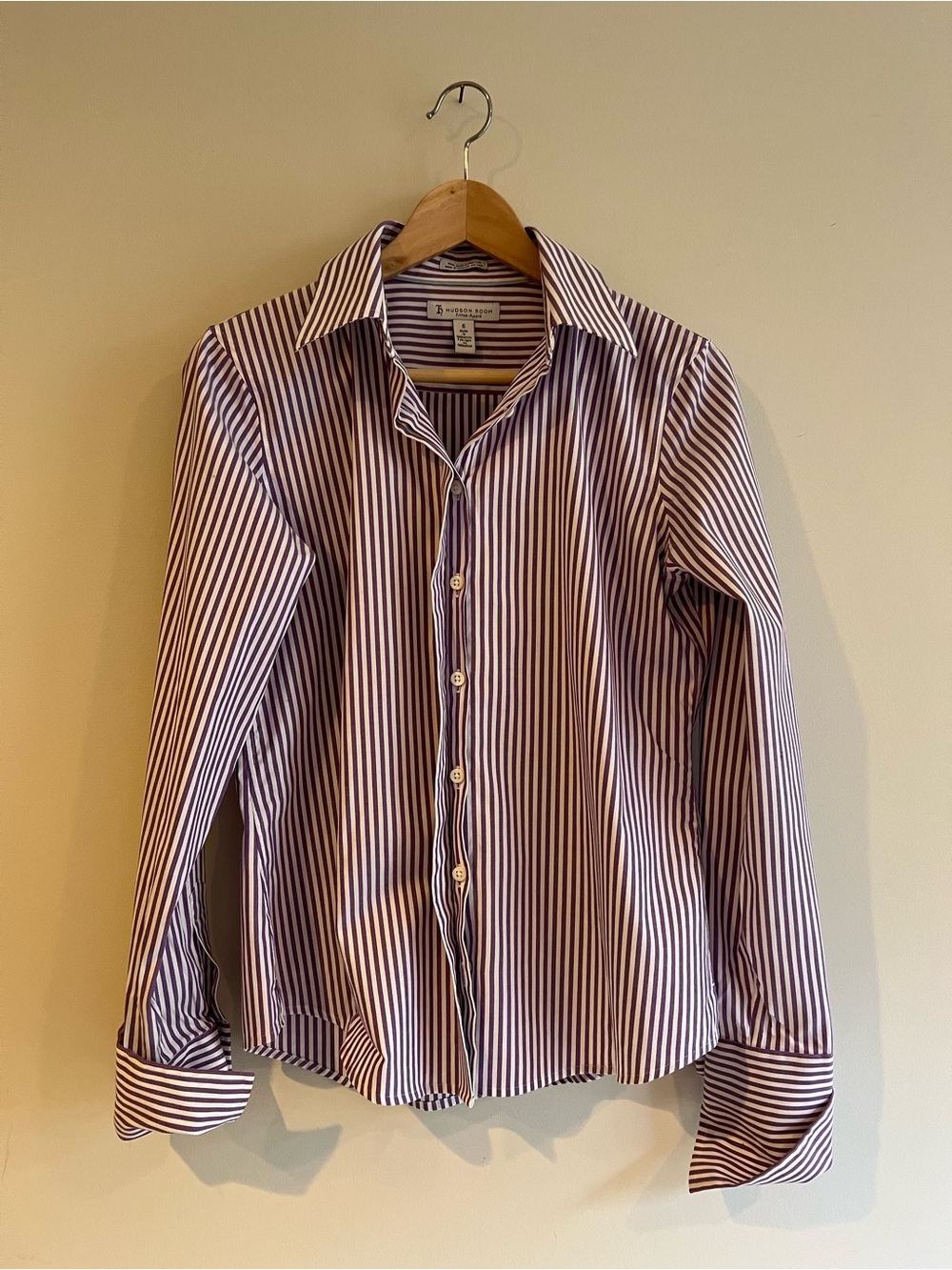 Hudson Jeans Purple and White Striped Dress Shirt